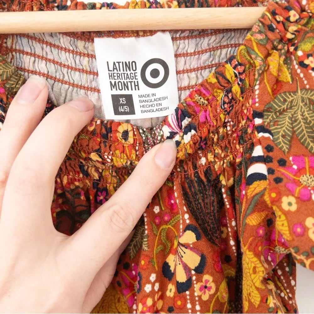 Target Kids Floral Dress in Orange and Brown - Picture 3 of 3